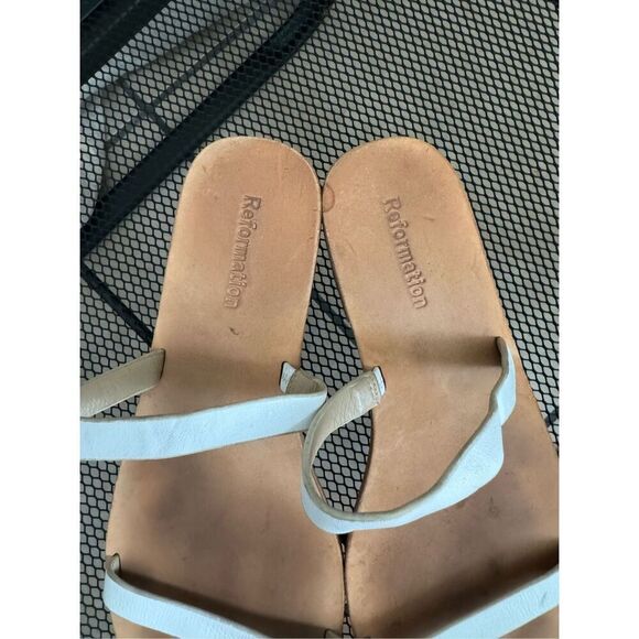 Reformation White Leather Sandals Size 8 - Picture 3 of 6